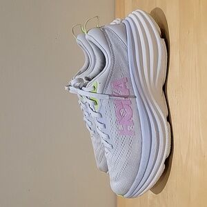 Hoka One One Bondi 8 White / Pink Sneakers